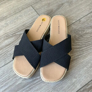 Lucky  Brand Gayte Black/Jute Platform Sandals